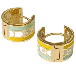 NEW Coach Buttercup Huggies Earrings on Card w/Dust Bag Rtl $115